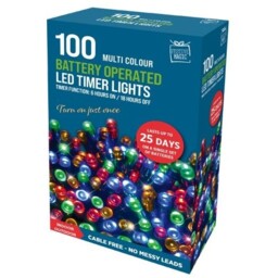 Festive Magic Led Battery Operated Timer Lights 100 Multicolour