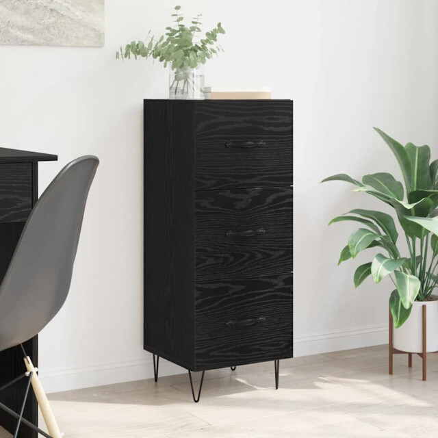 Sideboard Black Oak 34 X 34.5 X 90 Cm Engineered Wood Vidaxl