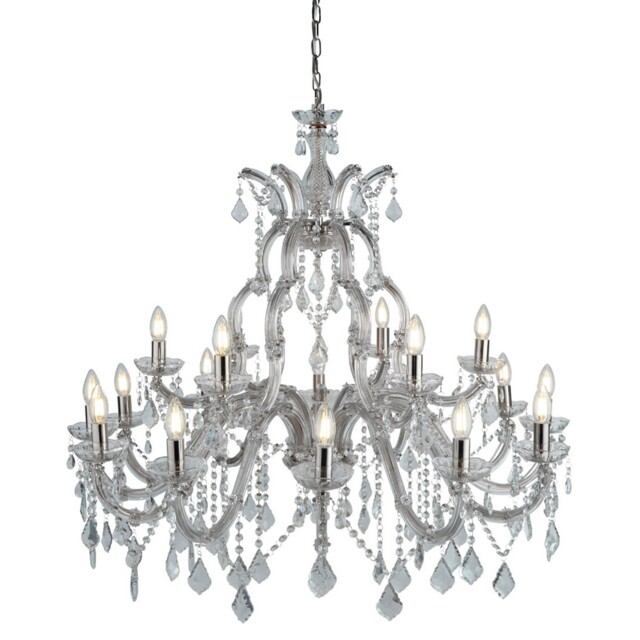 18 Lights Chrome Frame Ceiling Fitting Chandelier Light With Clear