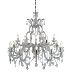18 Lights Chrome Frame Ceiling Fitting Chandelier Light With Clear