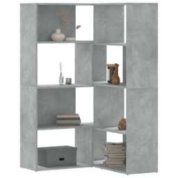 Corner Bookcase 4-tier Concrete Grey 85x85x140 Cm Engineered Wood