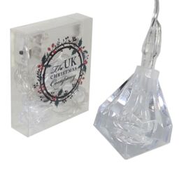 Novelty Battery Christmas Lights - 10 Acrylic Diamond Droplet Lights