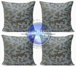 Set Of 4 Large Cushions Covers Velour Velvet Branch Pattern Cream