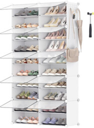 Songmics Interlocking Shoe Rack, Plastic Storage 10 Slots, White