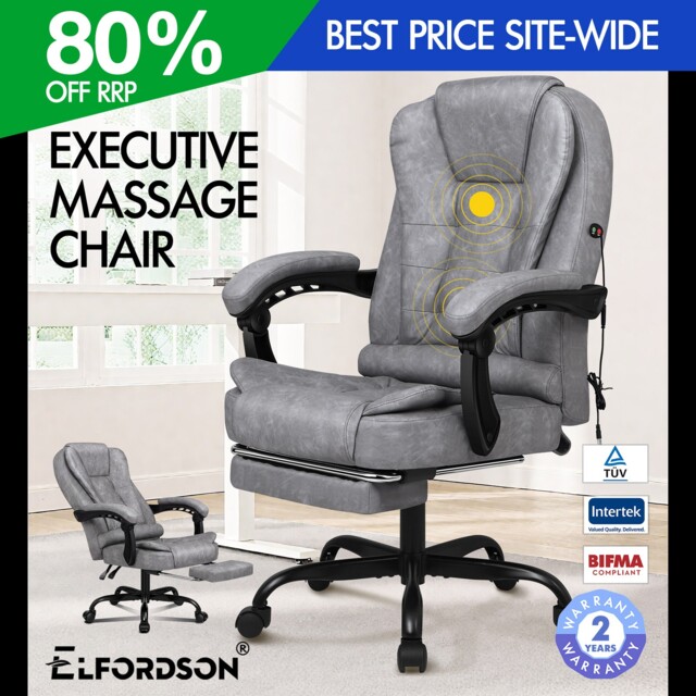 Elfordson Massage Office Chair Executive Recline Footrest Swivel
