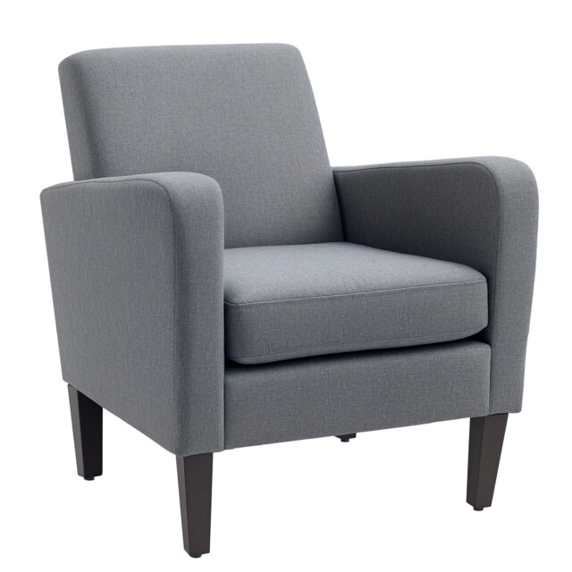 Homcom Modern Armchair Accent Chair With Rubber Wood Legs For Bedroom