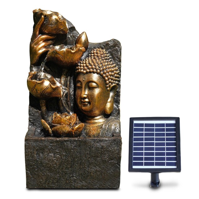 Solar Led Outdoor Garden Water Feature Cascading Fountain Statue Home