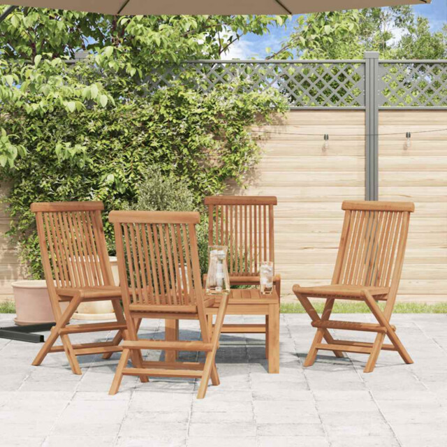Folding Garden Chairs 4pc Teak Wood 47x60x89cm Warm Teak Finish