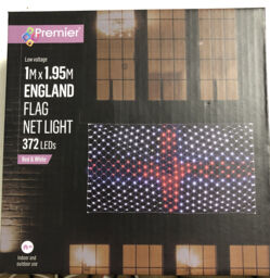 Premier 372 Net Led England Flag Light Red & White 1m X 1.95m Indoor