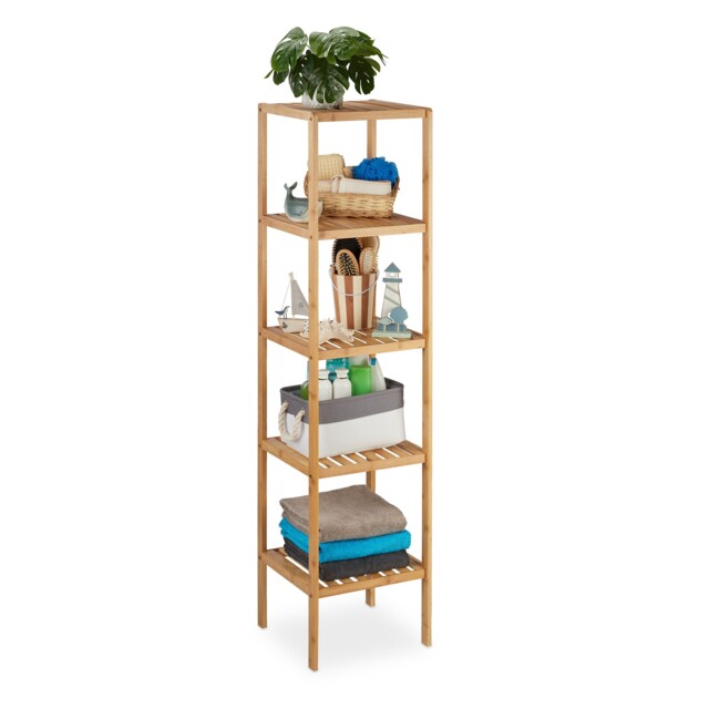 Bamboo Shelf Five-tier Organizer Wooden Bathroom Unit Lightweight