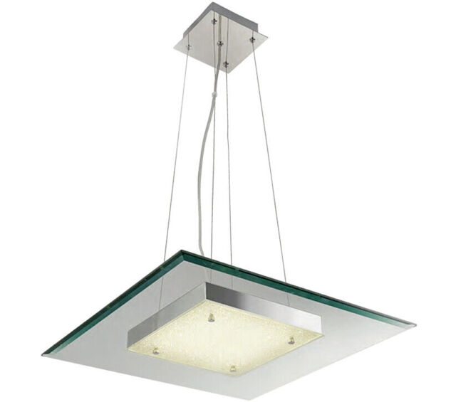 Searchlight Lexi Led Ceiling Pendant Light Chrome Crushed Ice Glass