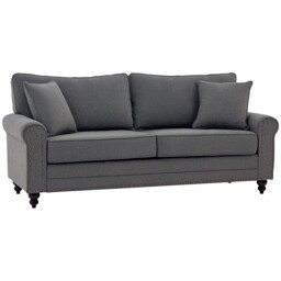 Homcom Fabric Sofa 3 Seater Sofa For Living Room W/ Throw Pillow Grey