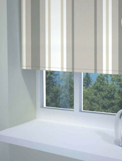 Stripe Ready Made Blackout Roller Blind Neutral ( 60cm W X 170 Drop)