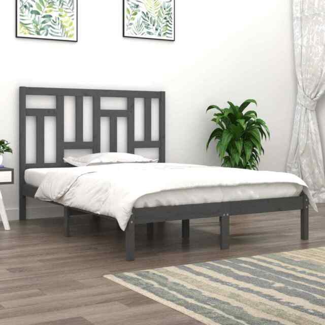 Bed Frame Grey Solid Wood Pine 200x200 Cm Vidaxl