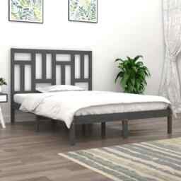 Bed Frame Grey Solid Wood Pine 200x200 Cm Vidaxl