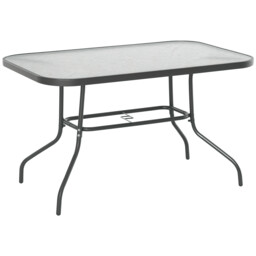 Outsunny Metal Garden Dining Table Outdoor Patio W/ Glass, Umbrella