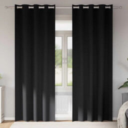 Curtains With Curtains 2 Pcs Black Polyester Vidaxl