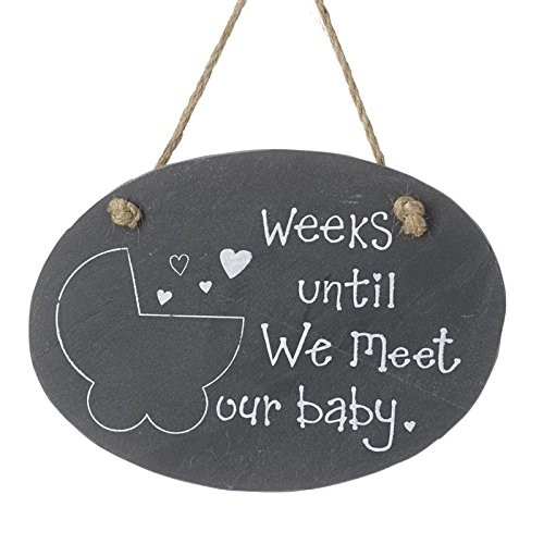 Heaven Sends Baby Countdown Slate Chalkboard Sign - Weeks Until We