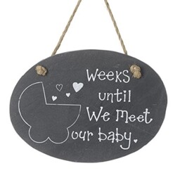 Heaven Sends Baby Countdown Slate Chalkboard Sign - Weeks Until We