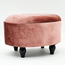 Footstool Pink Velvet Oval 33x43x30cm Upholstered Velvet Fabric Small