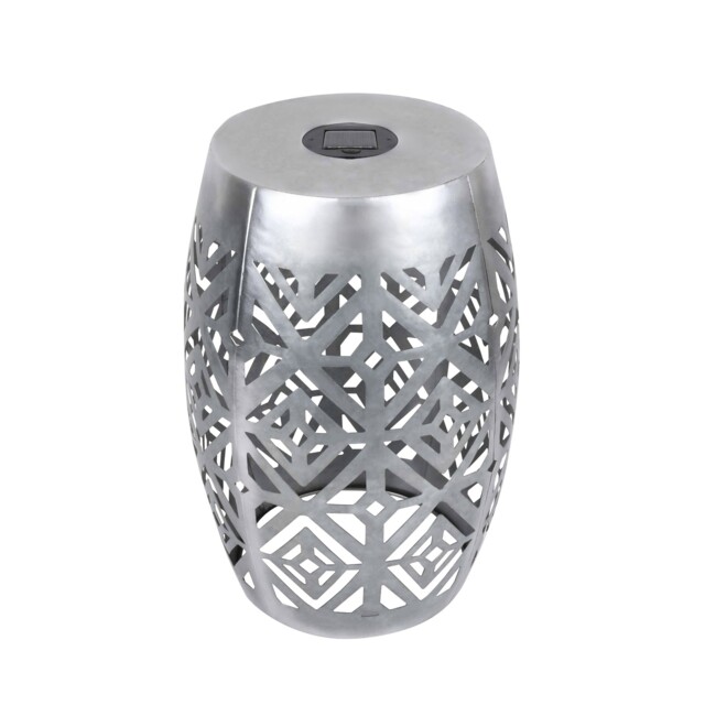 Garden Table Outdoor Metal Side Table With Solar Powered Led Silver