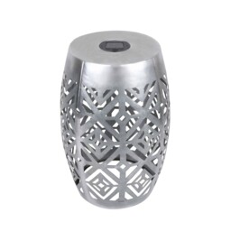 Garden Table Outdoor Metal Side Table With Solar Powered Led Silver