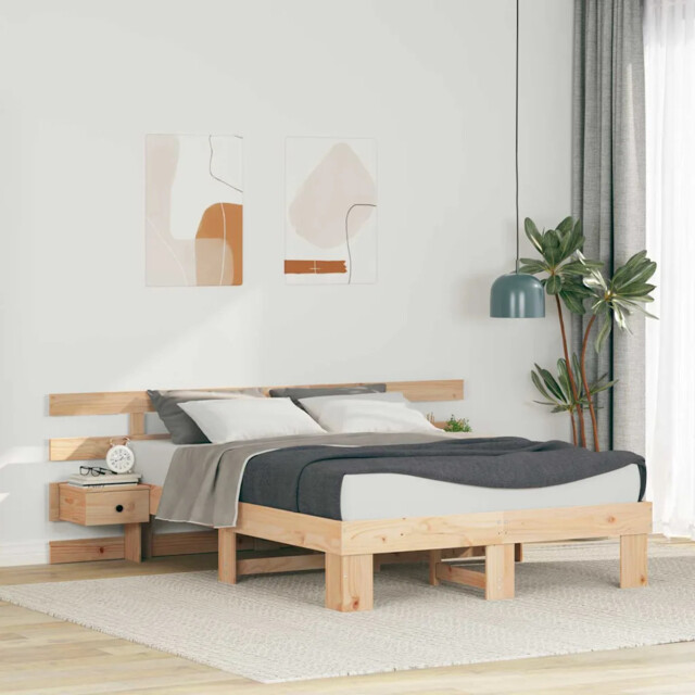 Bed Frame With Drawer Brown Solid Pine Wood Vidaxl