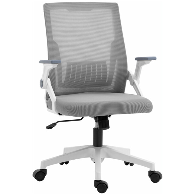Office Chair Grey Mesh 98cm High Adjustable 41-51cm Seat Flip-up Arms