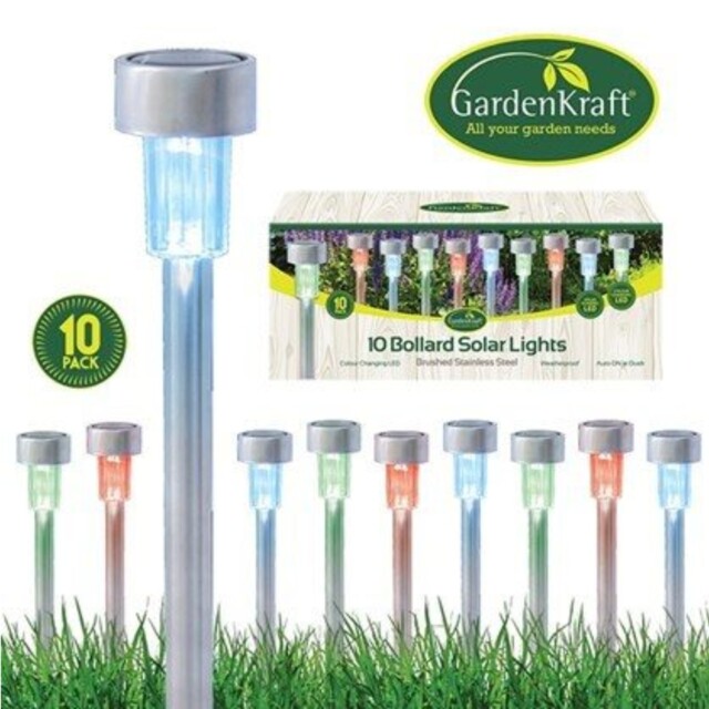 10pcs Solar Powered Garden Lights Post Outdoor Led Multicolour