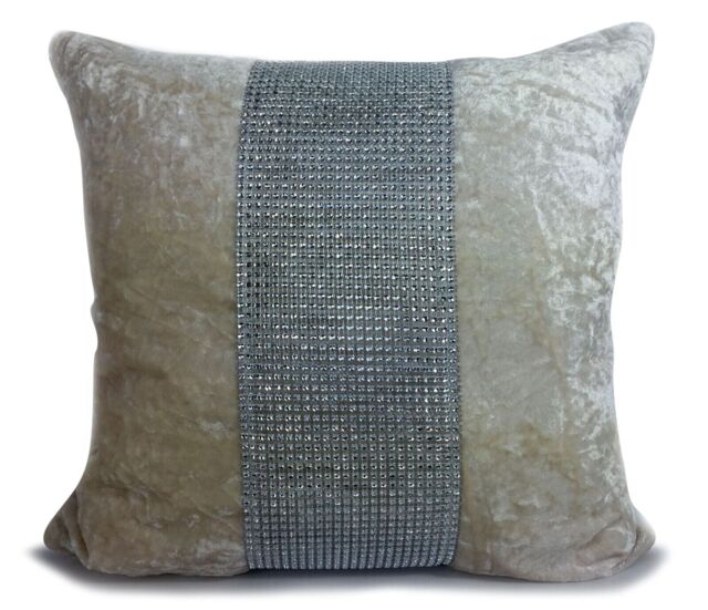 "Crushed Velvet Large Cushion Covers Set Of 4 Cream 21""x21"" Middle Lace"