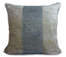 "Crushed Velvet Large Cushion Covers Set Of 4 Cream 21""x21"" Middle Lace"