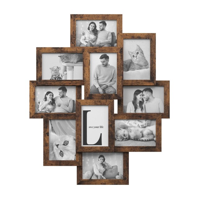 Songmics Collage Picture Frame, 10 Frames For 4x6 10 Frames, Rustic