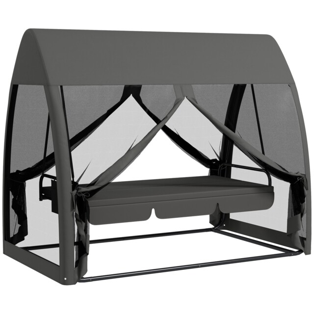 Outsunny Garden Swing Chair Patio Hammock 3 Seater Bench Canopy