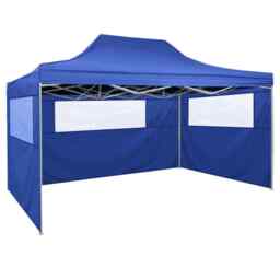 Professional Folding Party Tent With 3 Sidewalls 3x4 M Steel Blue