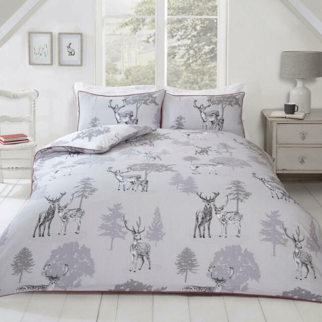 Sherwood Stag Duvet Cover Set Woodland Animals Trees - Single Double