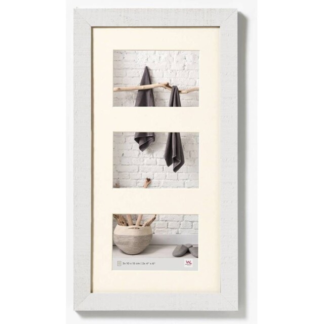 Triple 7x5 Inch White Walther Home Wooden Picture Frame - 20x10 Inch