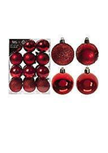 Set Of 24 Red 6cm Baubles In Pvc Box - Pm252