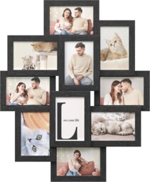 10 Collage Picture Frames For 4x6 Photos, Wall Mount, Plastic, Black,