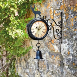 Outdoor Metal Garden Roman Numeral Wall Clock Weather Station With