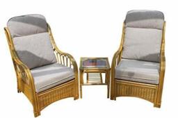 Sorrento Cane Conservatory Furniture Duo Set- 2 Chairs And A Side