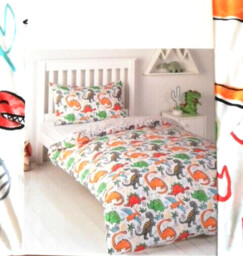 Bedset Duvet Cover & Slip Toddler Size Multi Dinosaur Pattern Habitat