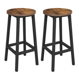 Bar Stool Set Of 2 Round Chair High Kitchen Seat Steel Frame Height 65