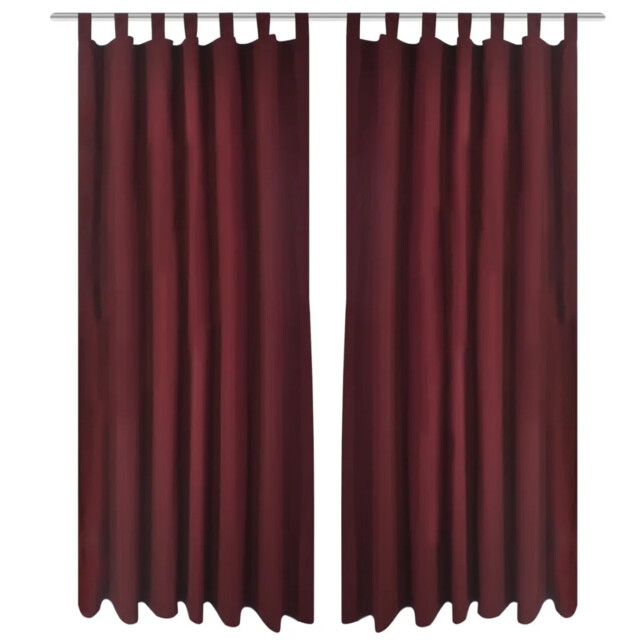 2 Pcs Bordeaux Micro-satin Curtains With Loops 140 X 225 Cm Vidaxl