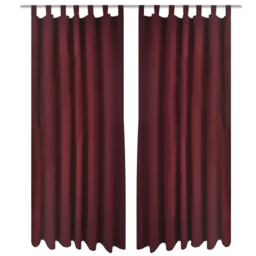 2 Pcs Bordeaux Micro-satin Curtains With Loops 140 X 225 Cm Vidaxl