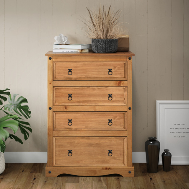 Corona Chest Of Drawers Compact 4 Drawer Chest Solid Wood Pine Wooden