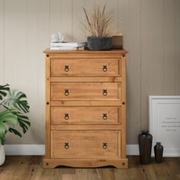 Corona Chest Of Drawers Compact 4 Drawer Chest Solid Wood Mexican Pine