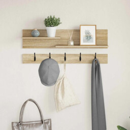 Wall-mounted Coat Rack With Shelf Sonoma Oak 90 X 15 X 36 Cm Vidaxl