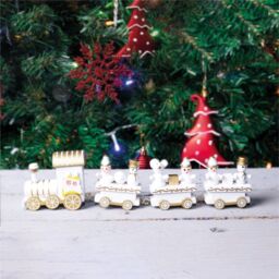 Christmas Wooden Train Decoration Snowman Snow Xmas Party Ornament