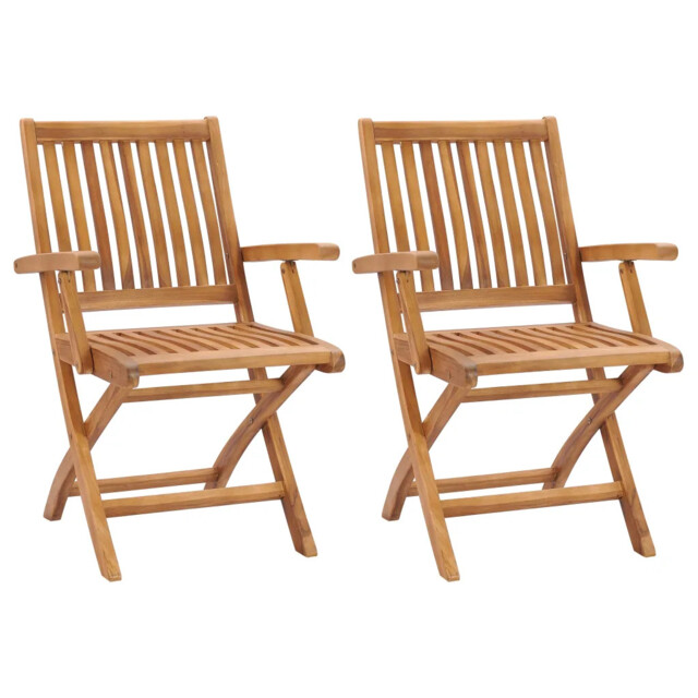 Folding Garden Chairs 2 Pcs Solid Teak Wood Vidaxl