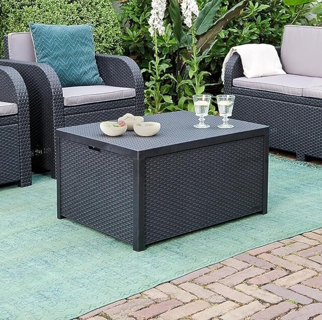 Keter Allibert Arica Garden Rattan Table With Storage Outdoor